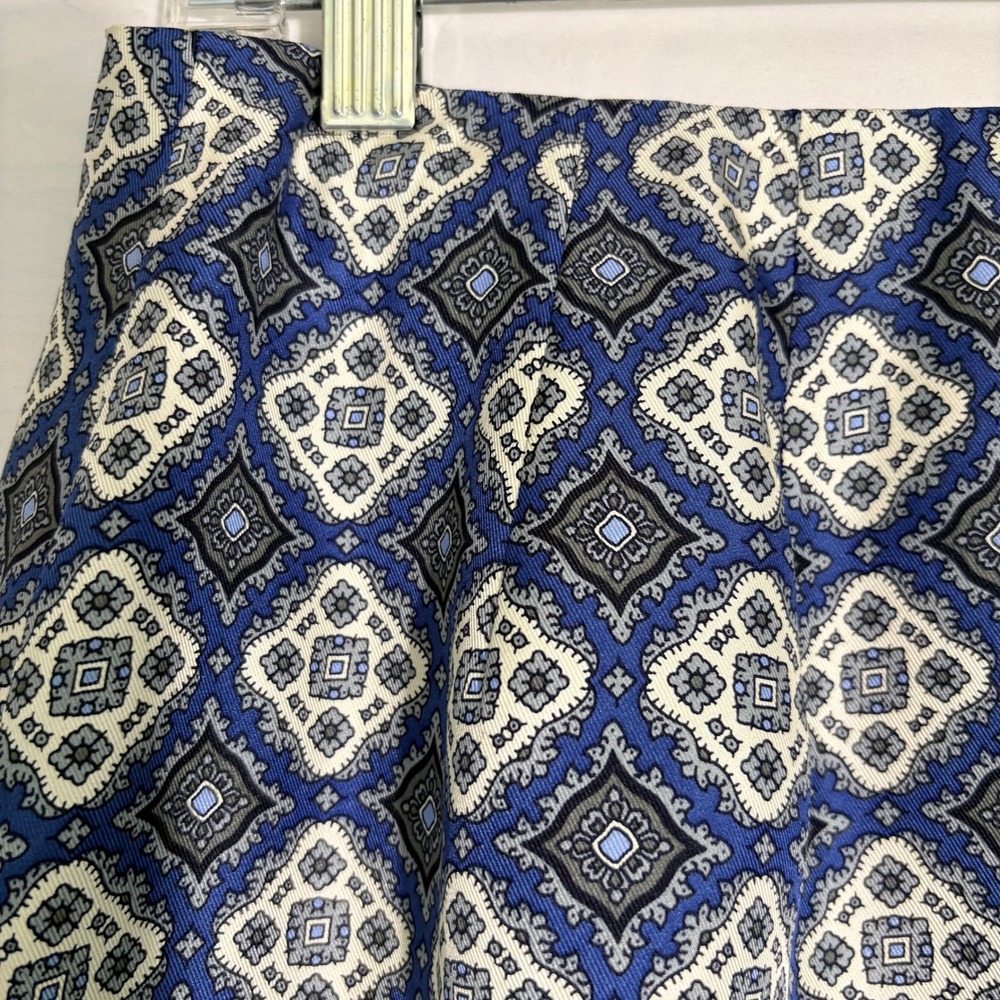 Talbots Petites Silk Blue Geometric Print Wrap Midi Skirt Womens Size 12P - Picture 7 of 10